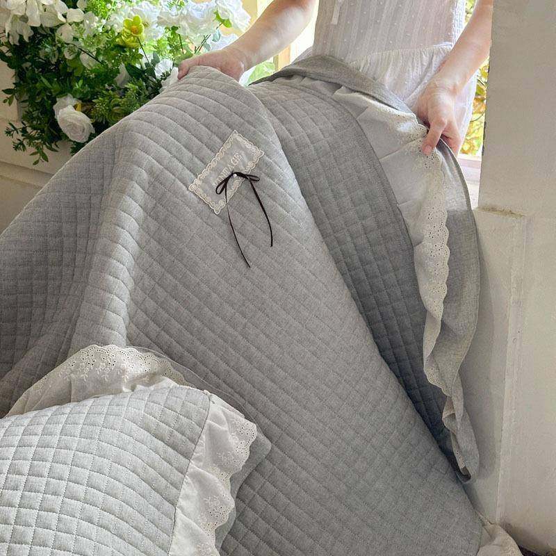 025新款麻床盖三2件套棉棉麻花边床单绗缝榻榻米垫可机夹棉洗防滑,床上用品,床裙,淘宝优惠券,粉丝福利购,淘宝优惠卷