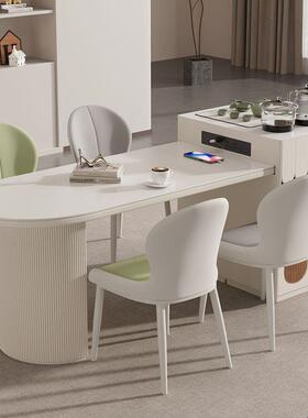 奶油风岩餐板岛餐一体现代简约台可伸缩家用厅厨房小户型餐SJH桌