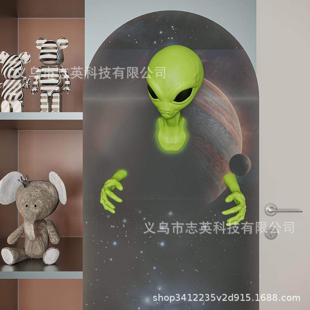 跨境新品绿色外星人创意摆件3D Alien墙壁艺术搞怪家居挂件装饰品