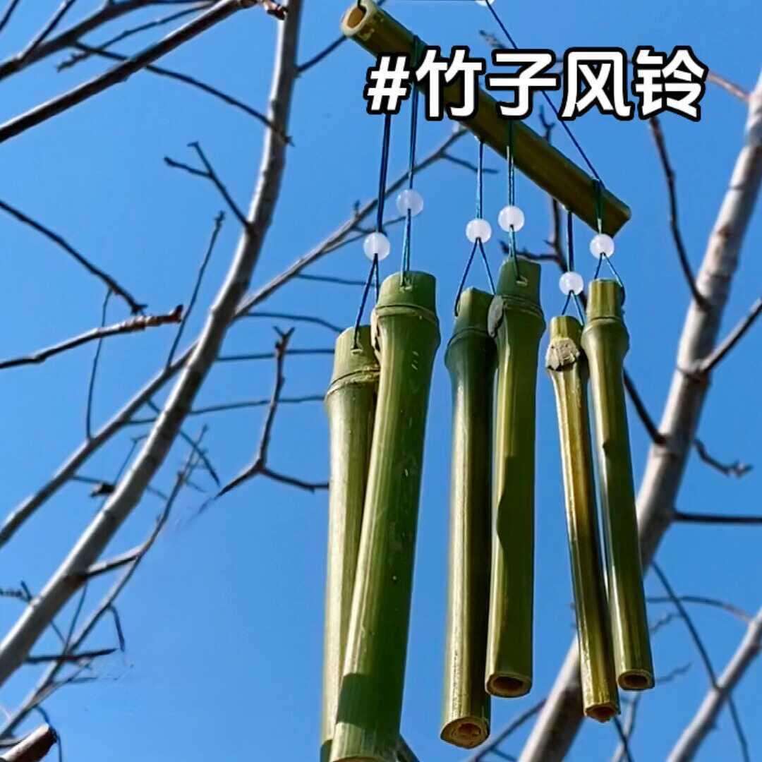 郢屿竹筒风铃新鲜绿色竹子手工国风户外装饰挂饰幼儿园环创材