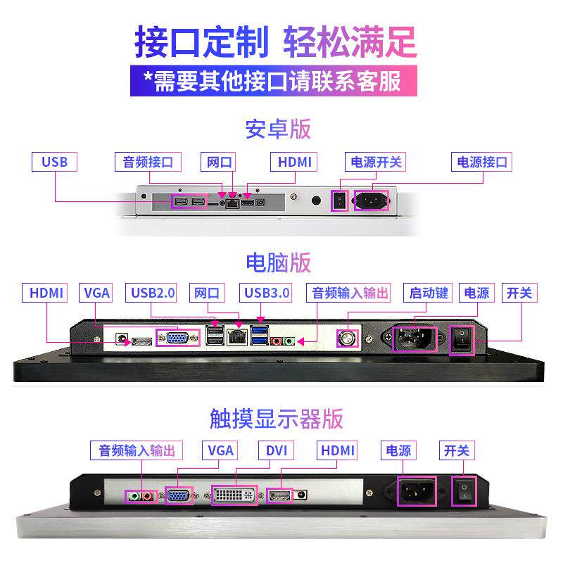 18.5/21.5/32寸27安卓工业电脑触摸一体机壁挂广告机控触摸显示器