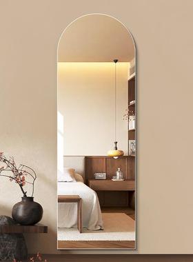 法式拱形贴无框全身家用黏免镜打54508孔穿衣镜镜玄关试衣镜壁挂