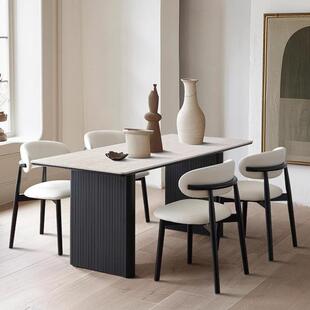 小德利丰LHJ02洞石岩板餐桌现代简约型家用户意式极简长方中古风