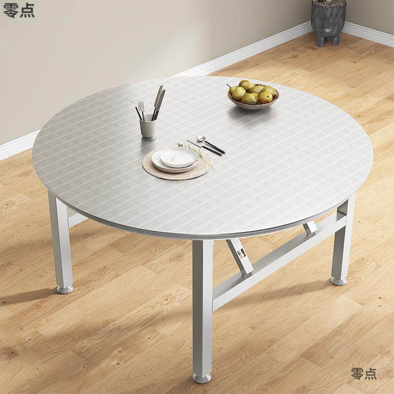 夜加厚不锈钢桌圆桌家用可折叠ITC特宵大排档子烧烤大圆桌厚食堂