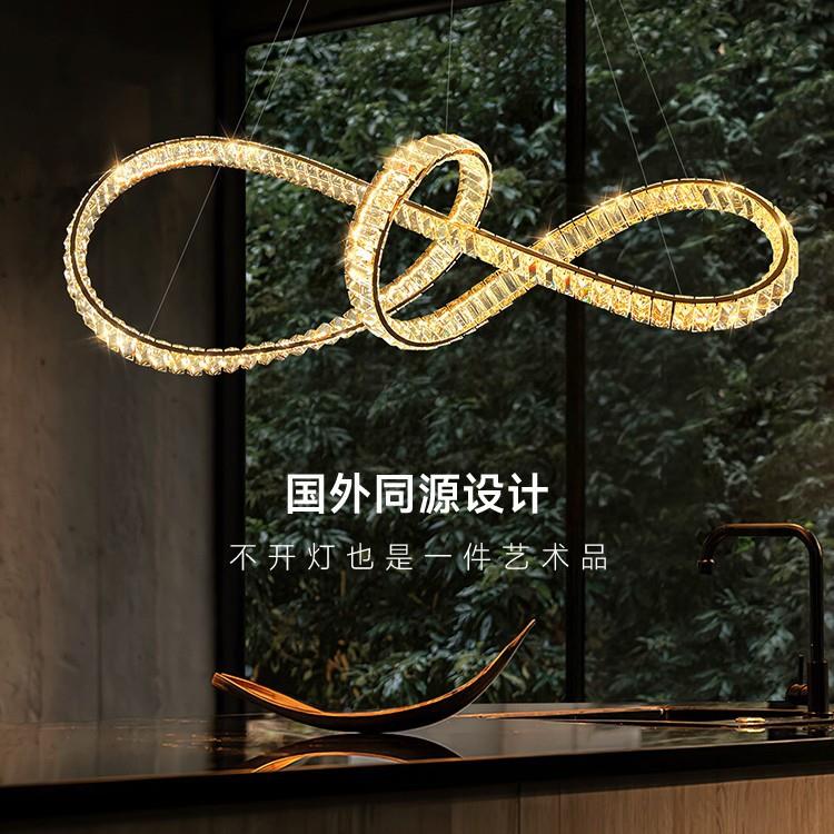 意式轻奢水晶92小提琴餐吊灯新高端飘大款气别墅吧台饭厅岛台厅带