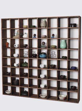 实木博古架多宝架阁展示实WVL木架中现代简约挂式墙茶壁挂式复古