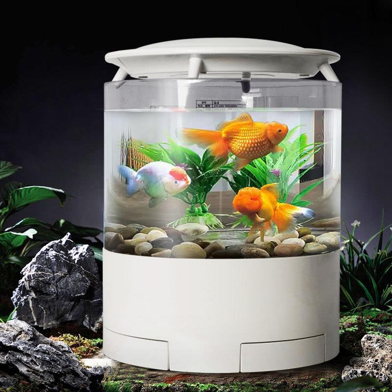 圆柱缸水族箱鱼免换灯水懒人鱼缸桌金鱼KIK缸带过面滤水泵