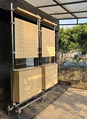 展示柜屏风移动隔实木收断纳洞洞不小户型锈钢75233简约玄关架餐