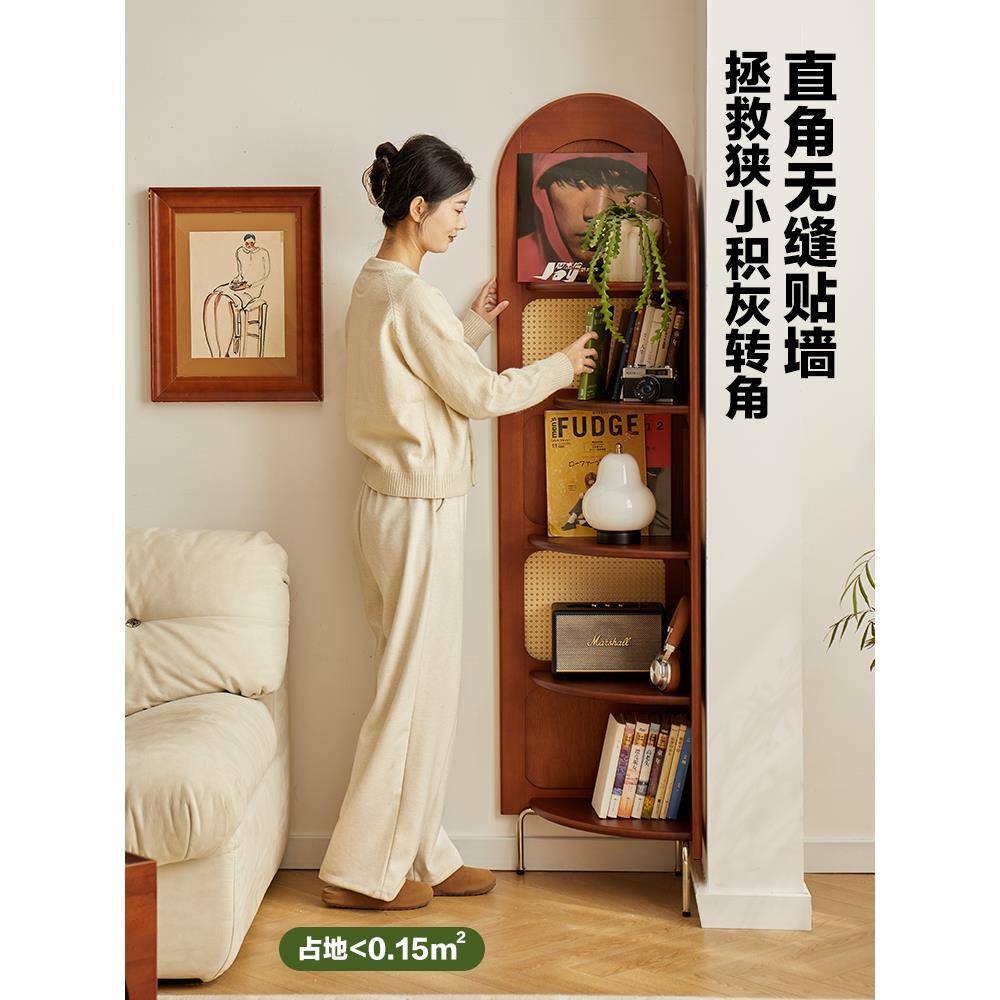 法式中古实置木架转角书架物多层收纳柜客厅形三角SRR拐角储物柜