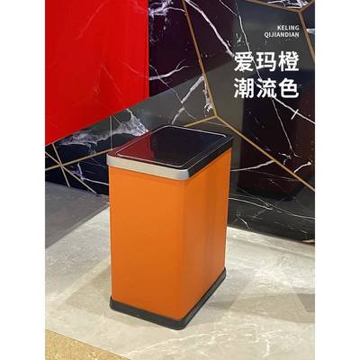 WBZ7钢不锈摇盖厅垃圾桶翻盖家房F7665TT7用卫生间带盖厕所客卧室