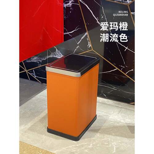 WBZ7钢不锈摇盖厅垃圾桶翻盖家房F7665TT7用卫生间带盖厕所客卧室