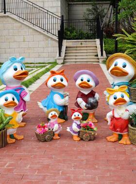 户外庭院卡通鸭IOP子陈摆件儿园景区装饰美公园仿真鹅景花缸观雕