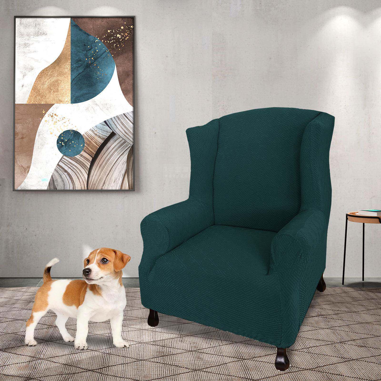 新款套弹力提花老虎凳套椅子发全套包单人翼背沙回字型老沙发罩美