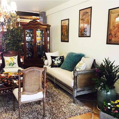 式村复古藤艺做旧轻奢10法式三人实木沙乡发布雕花美橡木艺沙发床