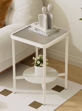 奶油风方用边几沙发jjt-249边桌钢型化家玻璃正形小茶桌小户现代