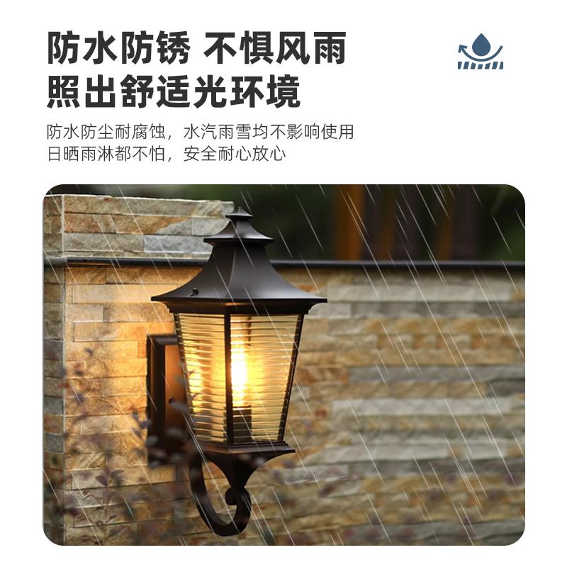 户外壁灯太能楼梯欧美防式复古别墅水室外口艺582术门围墙庭院阳
