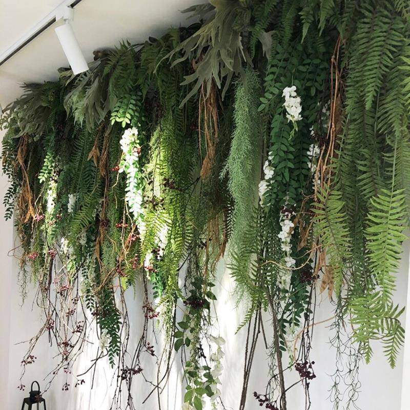 仿真波斯壁植SW-56868蕨类装饰挂造景垂挂绿植餐吧吊顶绿色草物吊