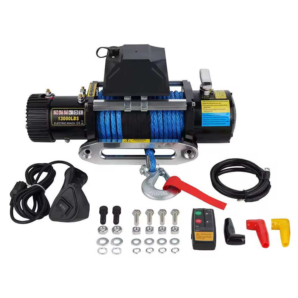 厂家直销12v/24v13000磅尼龙绳电动绞盘 越野车绞盘 自救脱困绞盘