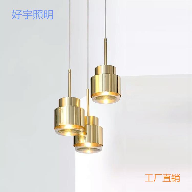 北欧金属小吊灯餐厅吧台过道床头灯玻璃圆形创意装饰单头铁艺吊灯