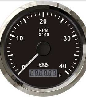 KUS仪表 转速表4000rpm 12/24V 柴油发动机用 白色/黑色