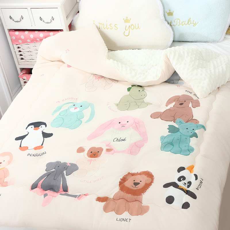 宝宝豆豆绒加厚大被子童幼儿园午睡毯薄棉被婴儿安抚毯一件代发夏
