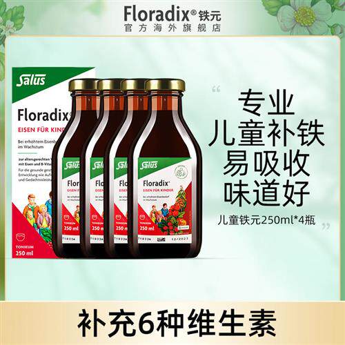 Floradix 德国儿童铁元青少年补铁调气养血血亏促记忆250ml*4