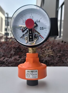 UPVC隔膜电接点压力表YX60隔膜底座防腐触点上下限PP压力表耐酸碱