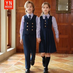 儿童演出服秋冬长袖学院风男童班服合唱服朗诵开学校服女童连衣裙