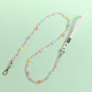 宠物外出项圈牵引绳遛狗绳钢丝绳串珍珠狗链猫绳泰迪比熊通用彩色