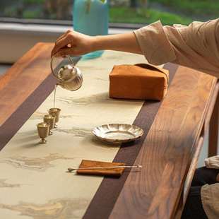 知舍云霞翠轩织锦茶席茶席多色高端织锦提花工艺双面布艺桌旗