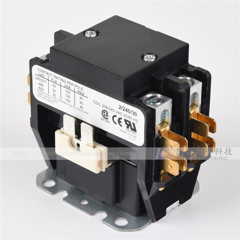 208V-240V 30A HCCY2XU02GGCS 线圈塑壳防护双极交流接触器UL CSA