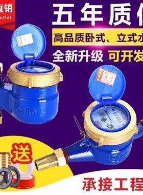 德国进口家用水表 旋翼式自来水冷水表4分6分丝扣冷水数字全铜高