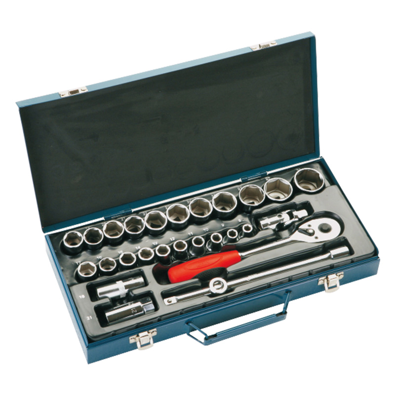 捷科SK1/2-27S 公制套筒组套装汽修机修棘轮快速扳手维修工具车载