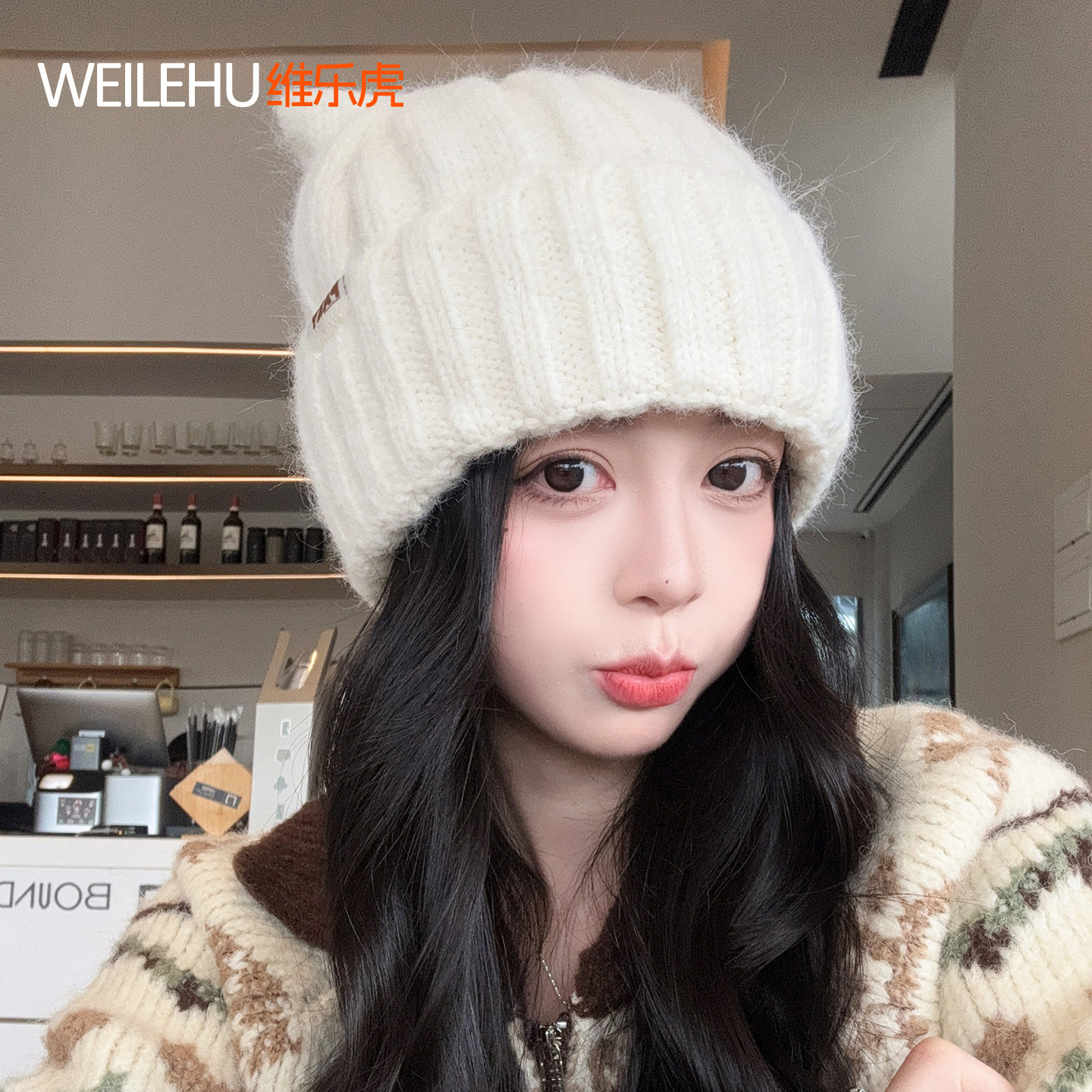 毛线帽女2026新款秋冬针织帽季猫耳朵显脸小月子冷帽保暖加厚护耳
