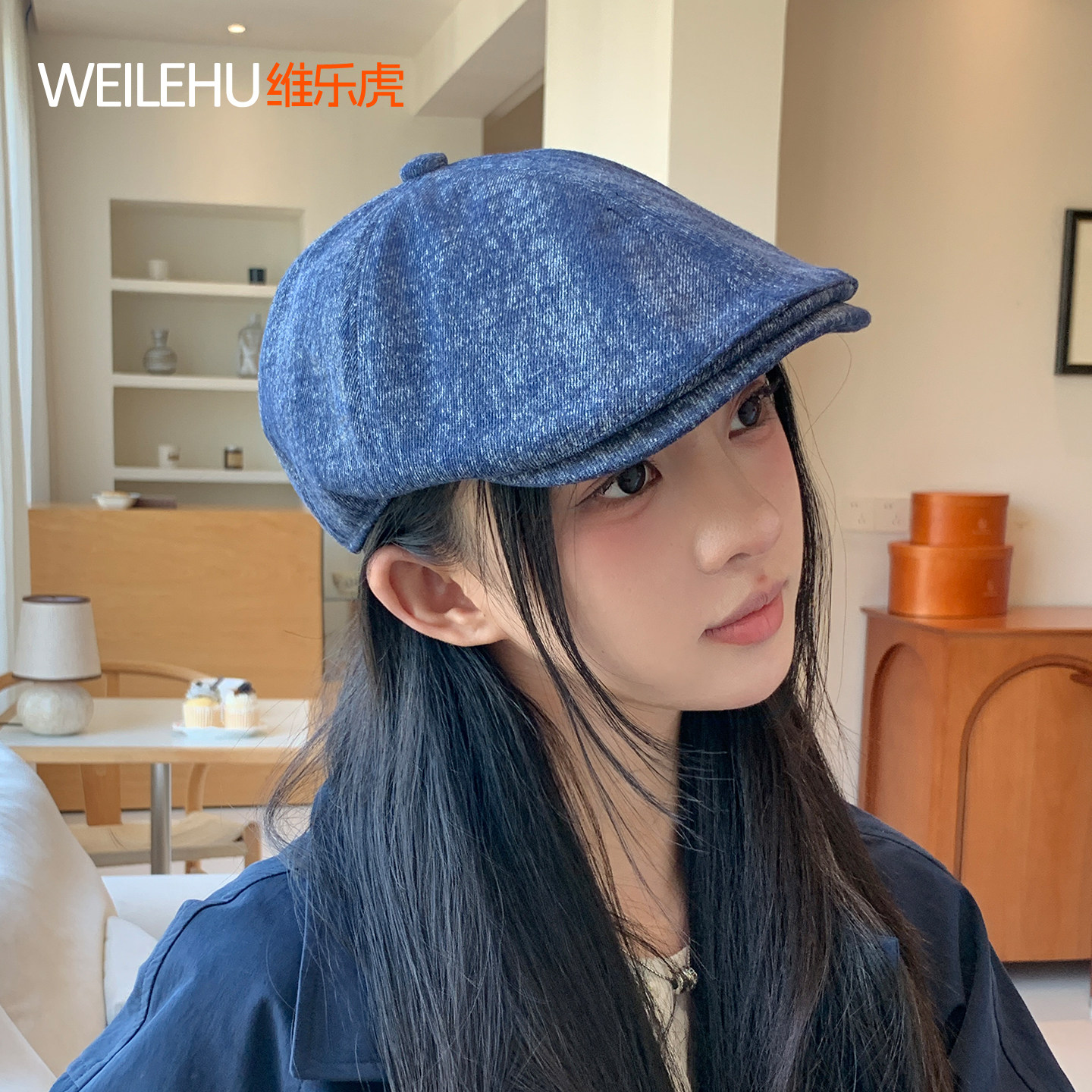 反戴贝雷帽前进帽女2026春夏新款大头围显脸小复古气质报童帽秋冬
