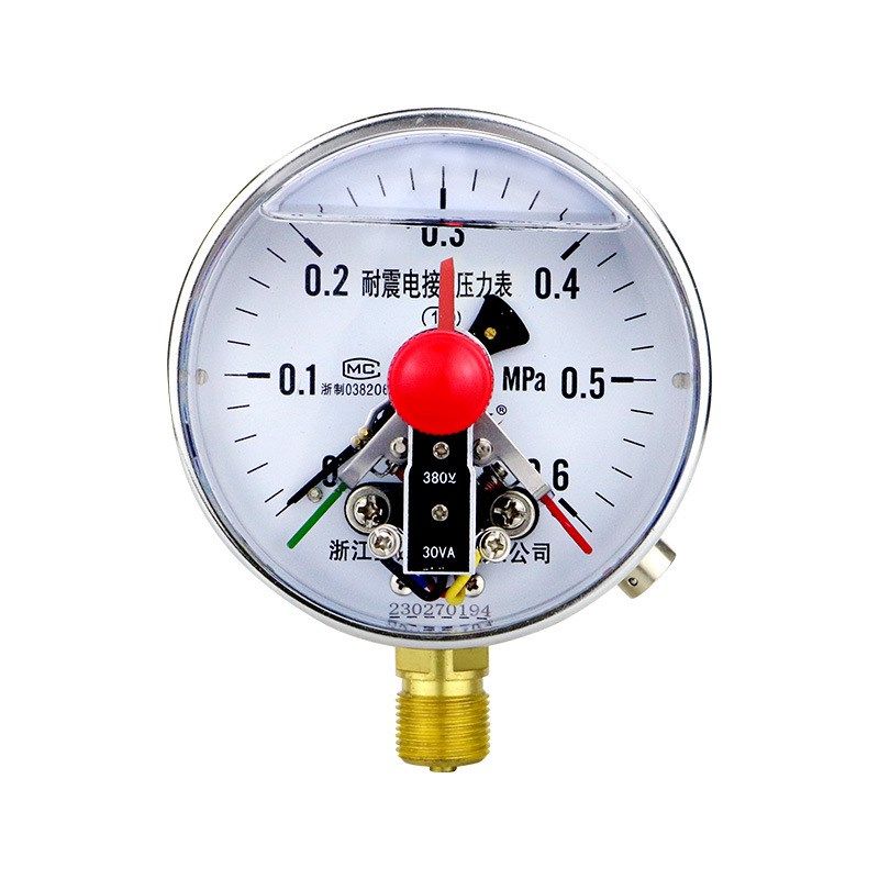 供应YNXC100耐震电接点30VA DV24V磁助抗震油压表水泵压力控制器