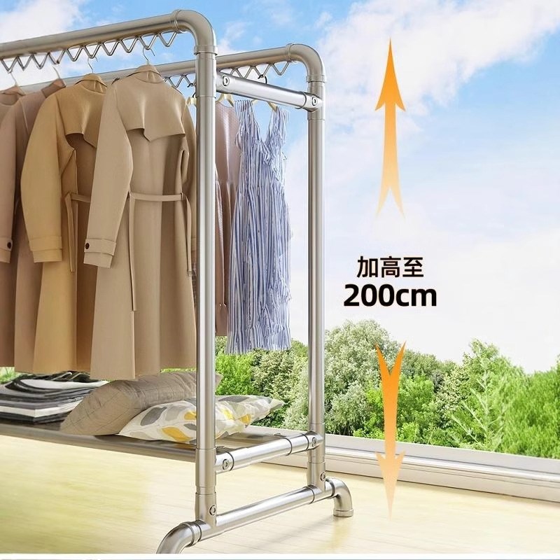 落地家用阳台挂衣户外室外简易双杆水管凉衣晒被子镀锌钢管晾衣架
