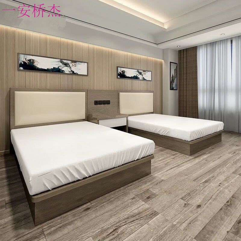 JP宾馆专用床客房公寓民宿快捷简约现代单双人现做酒店家具标间全