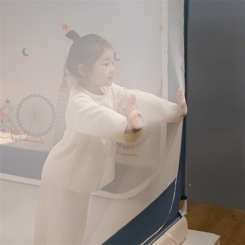 2025新三开门方顶坐床防摔蚊帐家用双拉链防尘防虫大空间烤漆支架