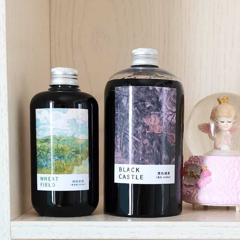 500ML大瓶墨水钢笔用学生非碳素钢笔水黑色红色彩色蓝色彩墨薇妍