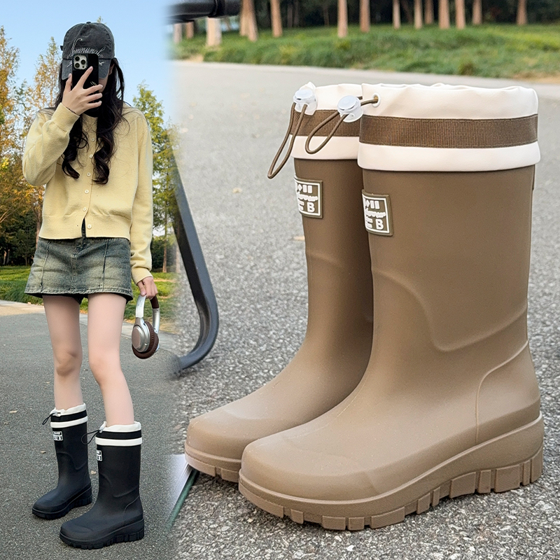 加绒时尚雨鞋女款防水徒步涉水