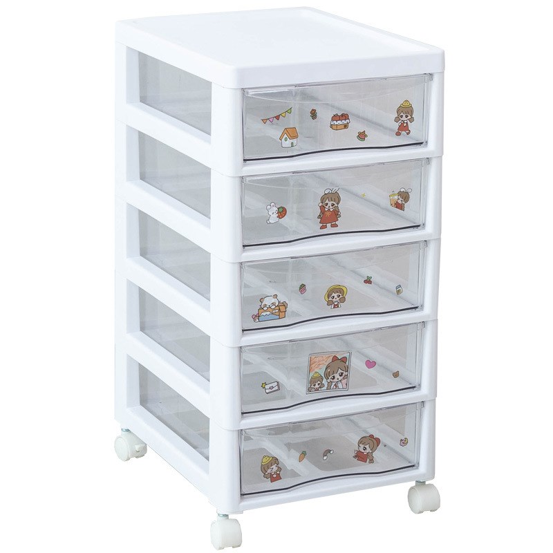 多层文具收纳柜办公室桌面A4文件储物盒透明抽屉式学生桌下置物架