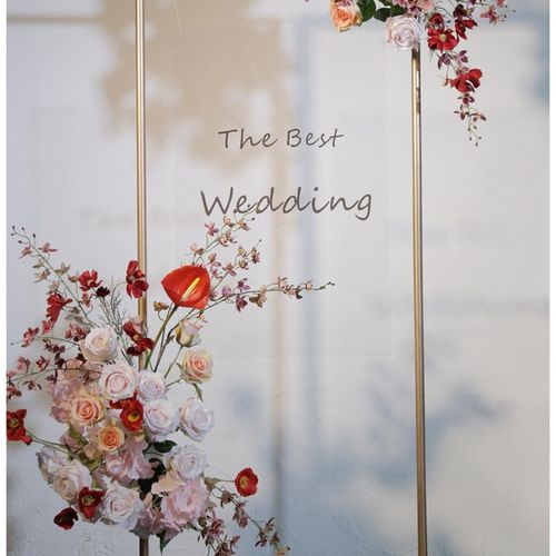 新款婚庆道具指示牌架子背景架婚礼花架迎宾区铁艺方形拱门展架