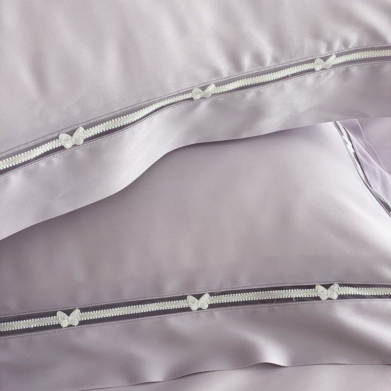 25新款天丝棉纯色镂空四件套高端丝滑裸睡天丝棉被套床上用品