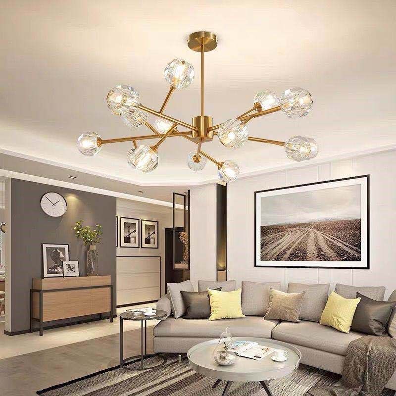 轻奢水晶吊灯金色简约后现代欧式创意餐厅客厅店铺铁艺分子卧室灯