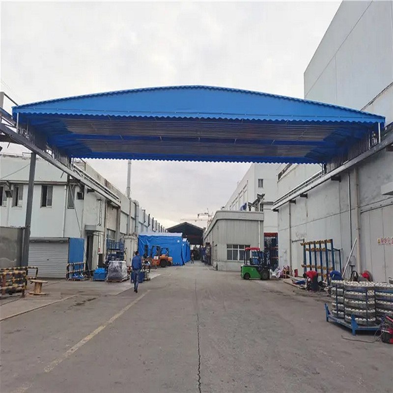 工厂过道活动伸缩遮阳篷推拉雨篷大型仓库电动推拉棚定制