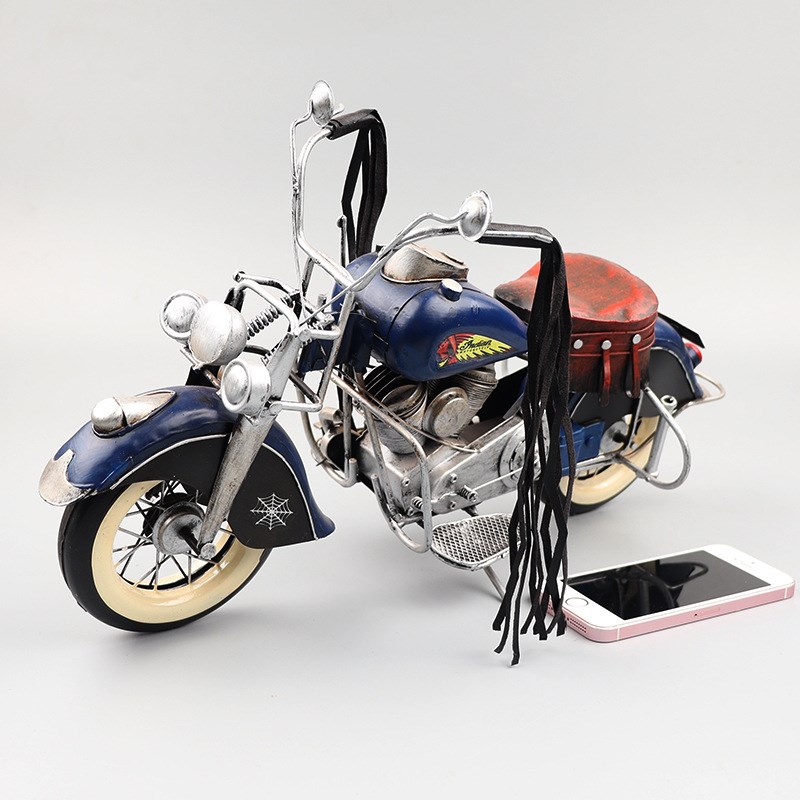 仿真印第安摩托车模型铁皮工艺品怀旧酒吧客厅橱窗柜收藏装饰摆件