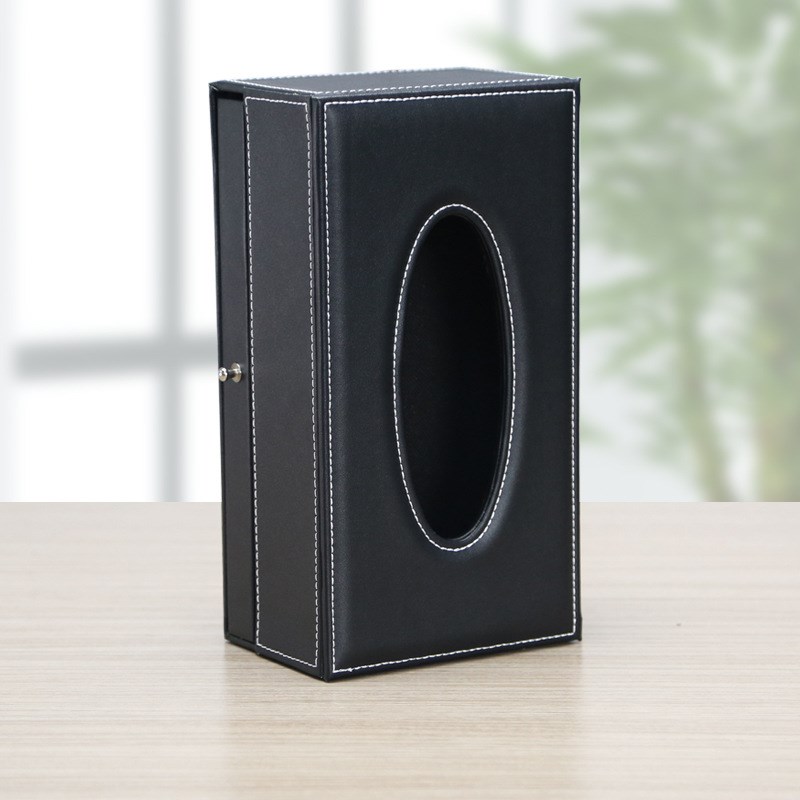 厂家定制带抽屉多功能纸巾盒商务办公皮革抽纸盒办公桌面PU纸巾盒
