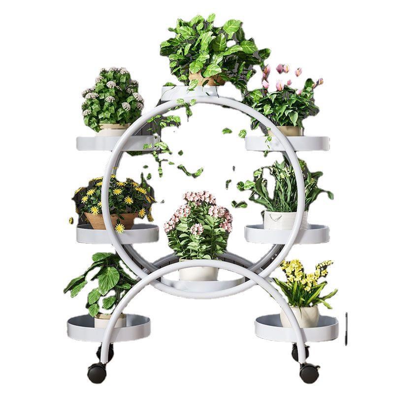 落地式室内阳台置物架花架子客厅移动带轮多层植物摆放铁艺花盆架