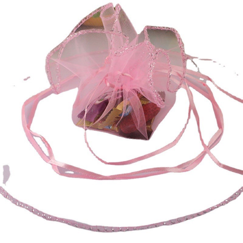 现货简约42*42多色圆纱袋 抽拉礼品包装袋干花袋喜庆用品